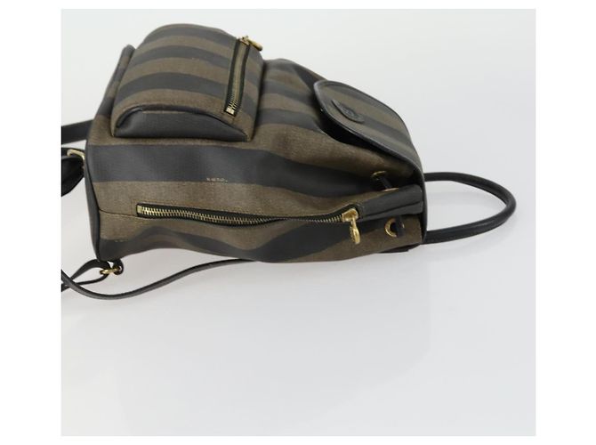 FENDI Pecan Canvas Backpack PVC Brown Black gold - vista 3