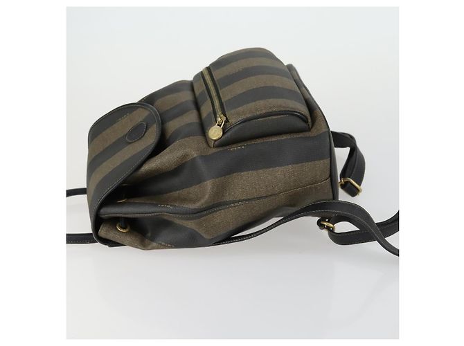 FENDI Pecan Canvas Backpack PVC Brown Black gold - vista 4