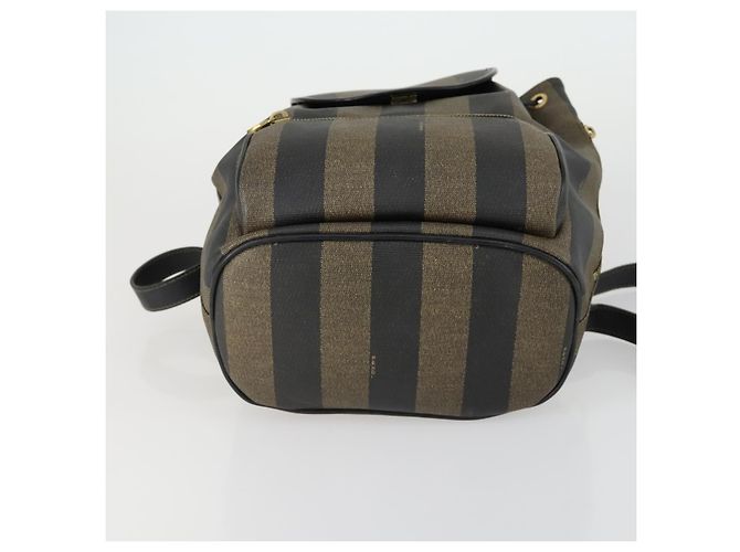 FENDI Pecan Canvas Backpack PVC Brown Black gold - vista 5