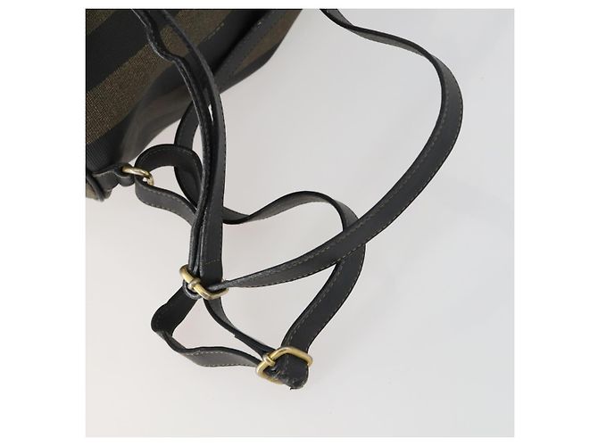 FENDI Pecan Canvas Backpack PVC Brown Black gold - vista 8