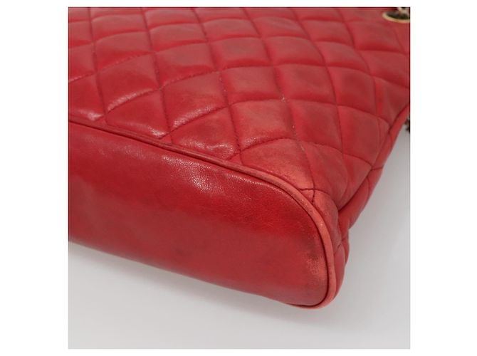 CHANEL Matelasse Chain Shoulder Bag Lamb Skin Red Gold CC - vista 15