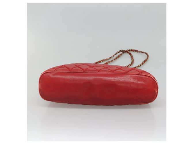 CHANEL Matelasse Chain Shoulder Bag Lamb Skin Red Gold CC - vista 5
