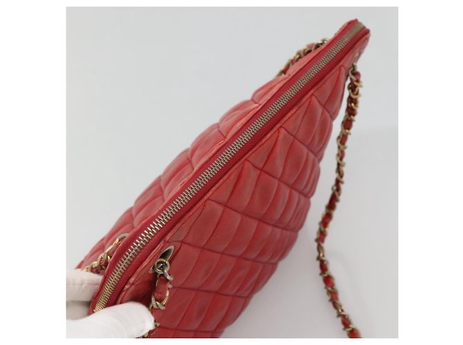 CHANEL Matelasse Chain Shoulder Bag Lamb Skin Red Gold CC - vista 6