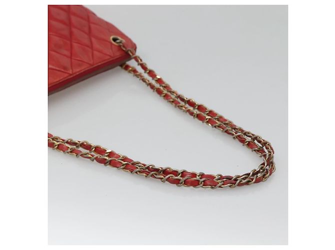 CHANEL Matelasse Chain Shoulder Bag Lamb Skin Red Gold CC - vista 7