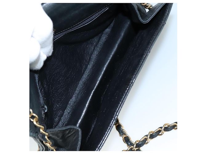 CHANEL Chain Shoulder Bag Leather Black CC - vista 10