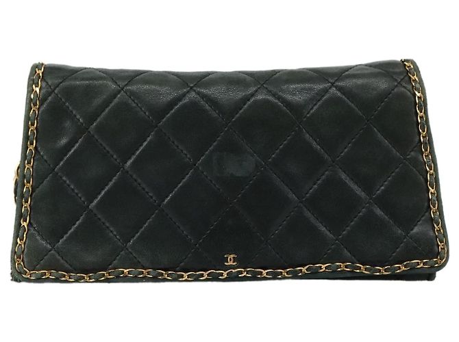 CHANEL Chain Shoulder Bag Leather Black CC - vista 13