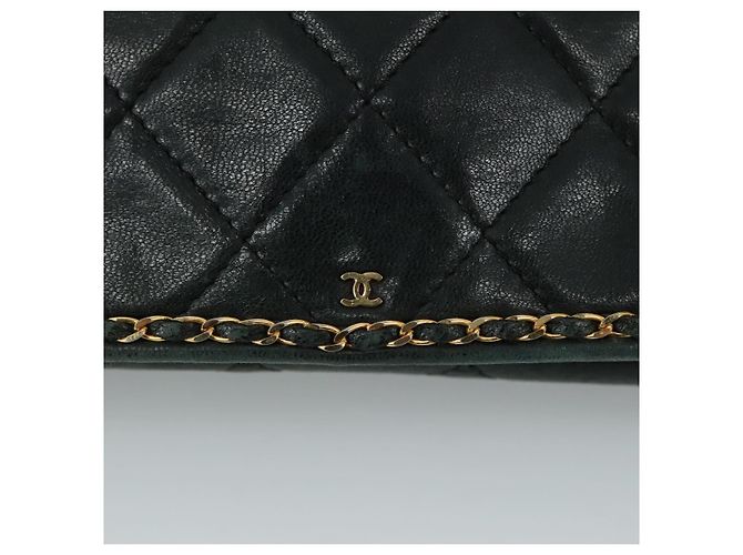 CHANEL Chain Shoulder Bag Leather Black CC - vista 18
