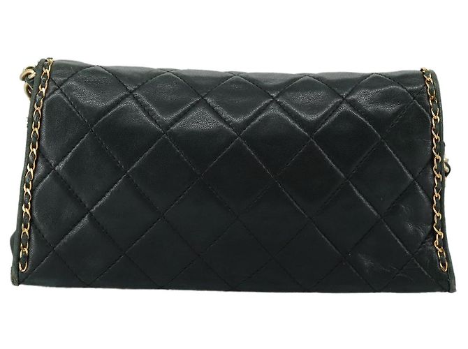 CHANEL Chain Shoulder Bag Leather Black CC - vista 2