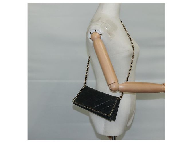 CHANEL Chain Shoulder Bag Leather Black CC - vista 22