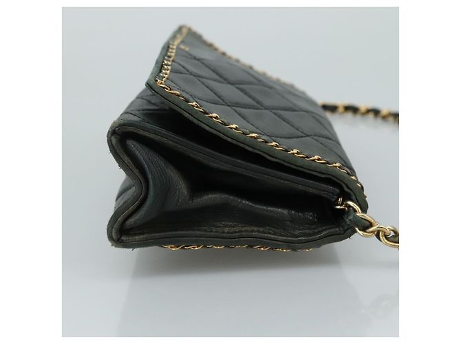 CHANEL Chain Shoulder Bag Leather Black CC - vista 3