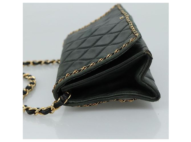 CHANEL Chain Shoulder Bag Leather Black CC - vista 4