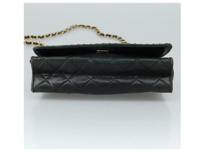 CHANEL Chain Shoulder Bag Leather Black CC - vista 5