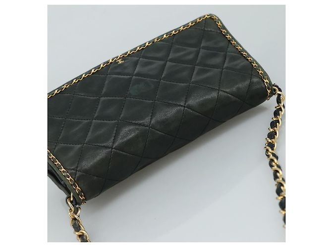 CHANEL Chain Shoulder Bag Leather Black CC - vista 6