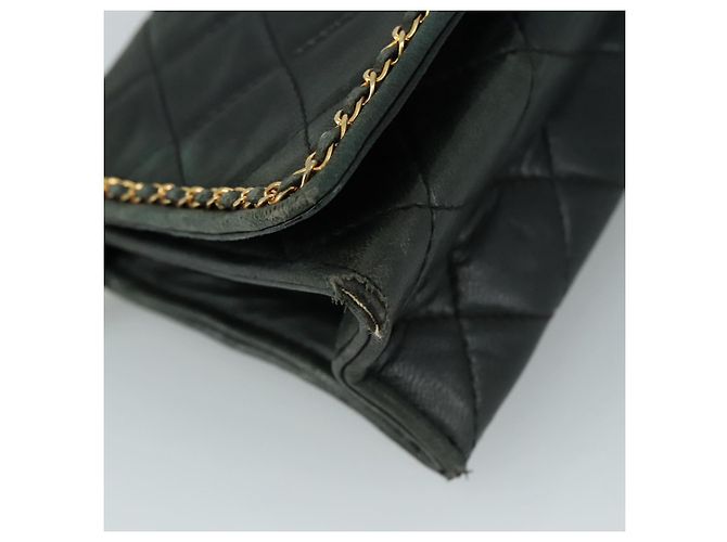 CHANEL Chain Shoulder Bag Leather Black CC - vista 8