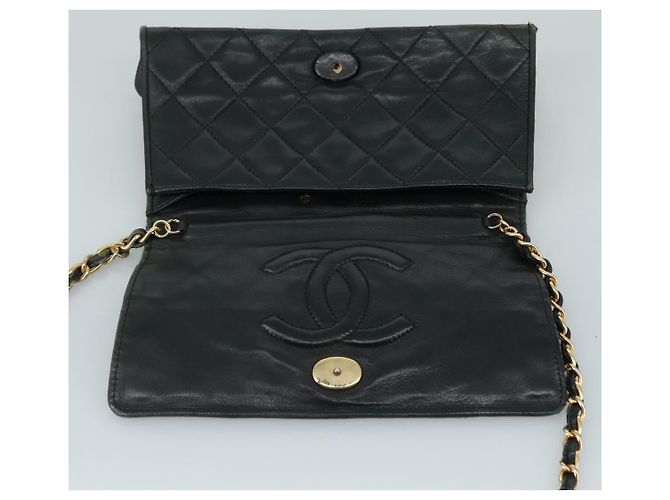 CHANEL Chain Shoulder Bag Leather Black CC - vista 9