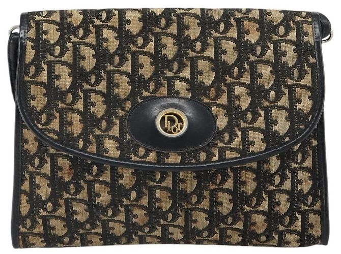 Christian Dior Trotter Canvas Shoulder Bag Navy Gold - vista 13