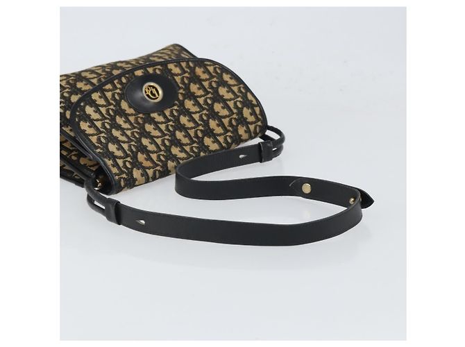 Christian Dior Trotter Canvas Shoulder Bag Navy Gold - vista 7