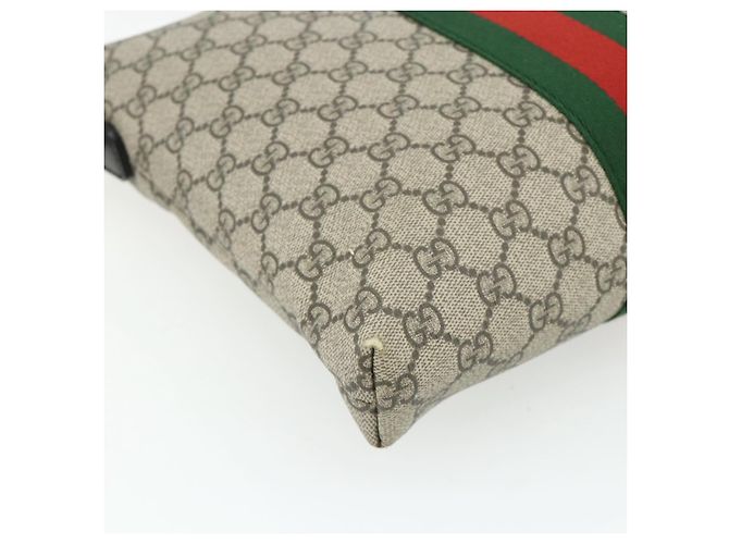 GUCCI GG Supreme Web Sherry Line Bag PVC Beige Silver 387111 - vista 16