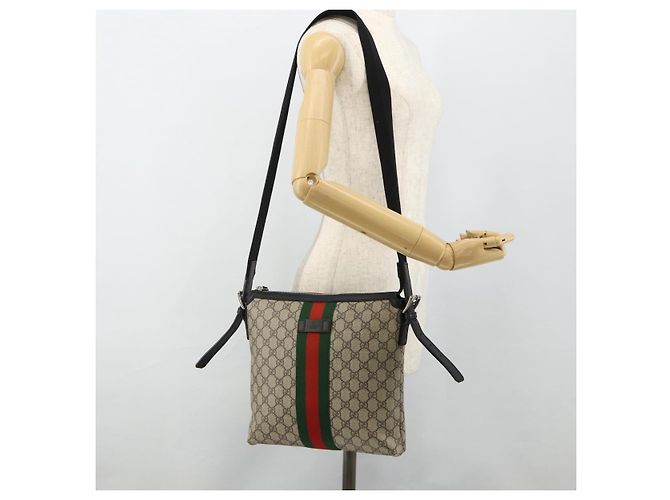 GUCCI GG Supreme Web Sherry Line Bag PVC Beige Silver 387111 - vista 22