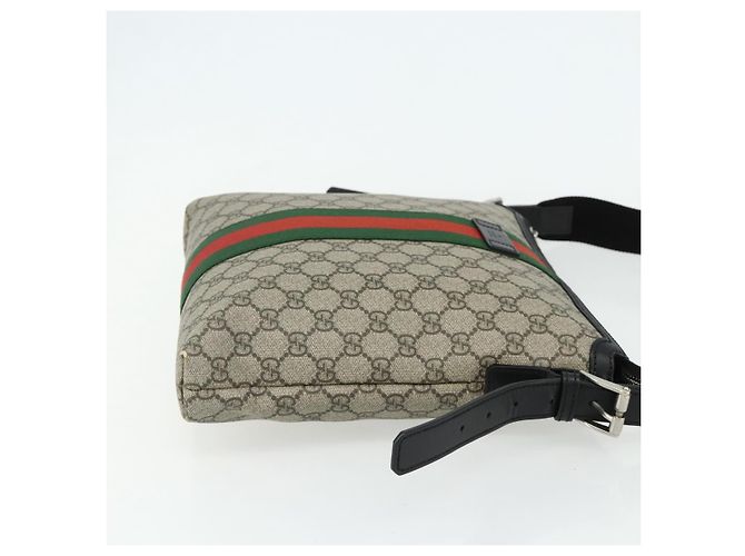 GUCCI GG Supreme Web Sherry Line Bag PVC Beige Silver 387111 - vista 4
