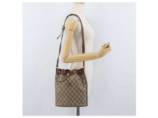 GUCCI GG Supreme Shoulder Bag PVC Beige Gold - vista 22