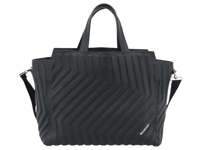 BALENCIAGA Car Hand Bag Leather 2way Black Silver 679461 - vista 2
