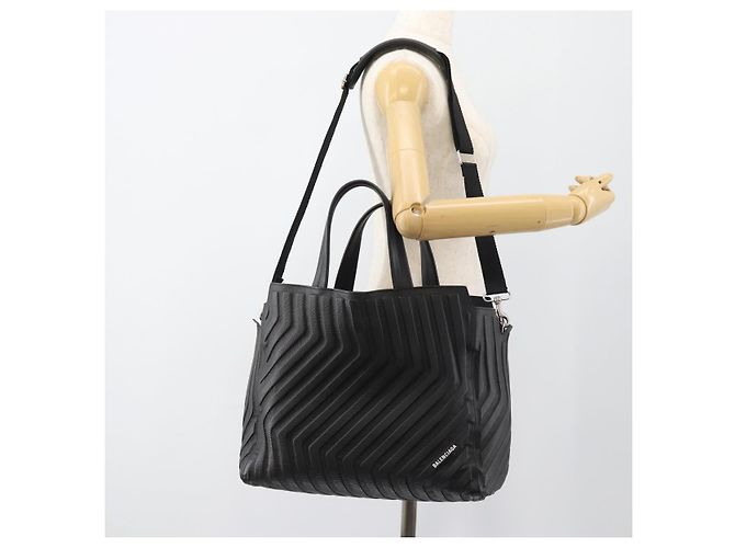 BALENCIAGA Car Hand Bag Leather 2way Black Silver 679461 - vista 22