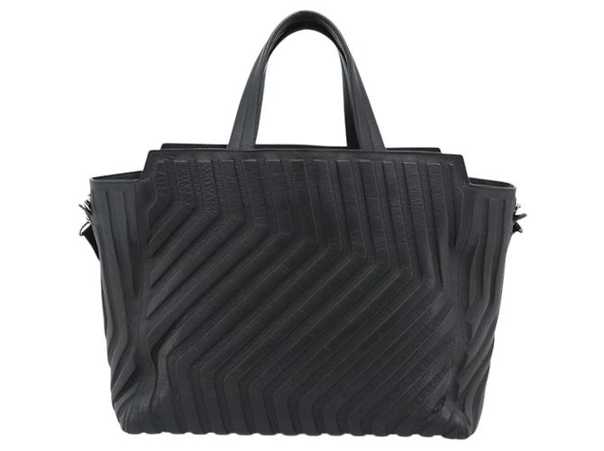 BALENCIAGA Car Hand Bag Leather 2way Black Silver 679461 - vista 3