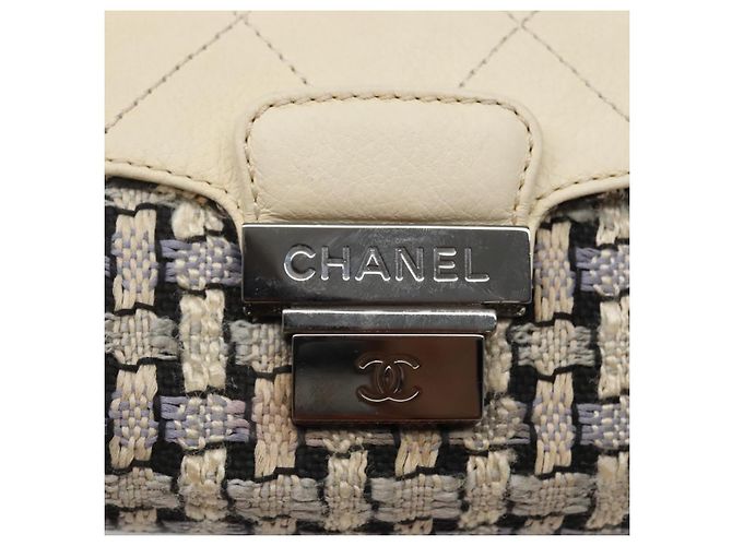 CHANEL Bolso de hombro con cadena de tweed azul CC - vista 10