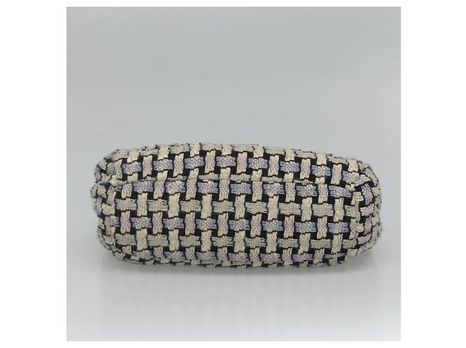 CHANEL Bolso de hombro con cadena de tweed azul CC - vista 5