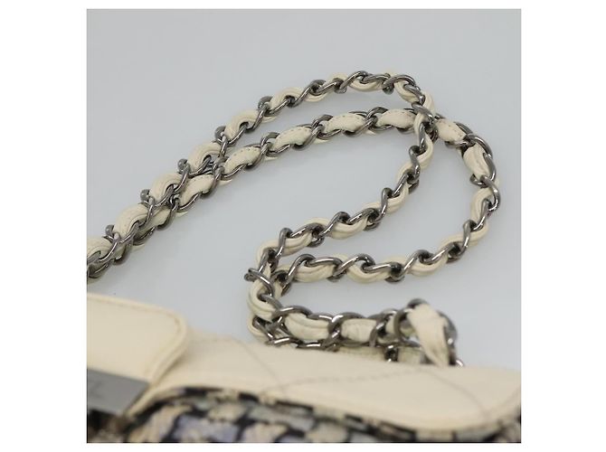 CHANEL Bolso de hombro con cadena de tweed azul CC - vista 8