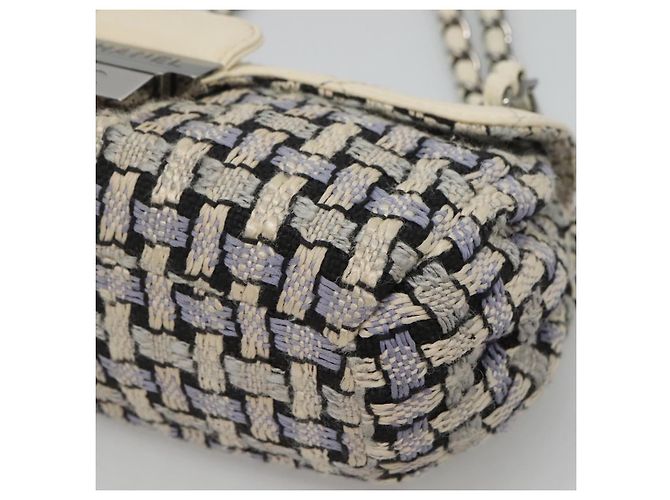 CHANEL Bolso de hombro con cadena de tweed azul CC - vista 9
