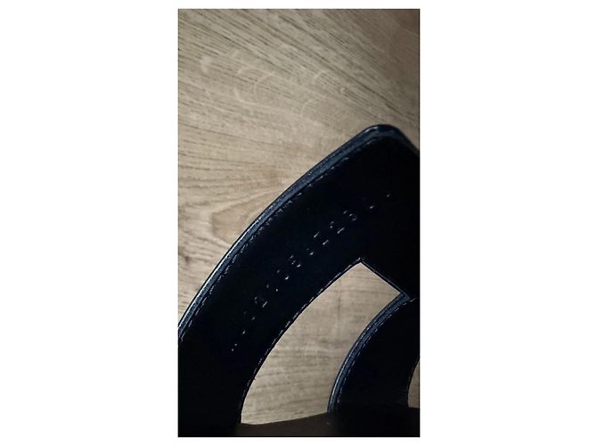 Hermès Oran Sandali Pelle Nera Nero - vista 6