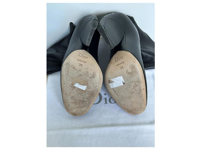 Stivali Dior in pelle nera con risvolto Nero - vista 11