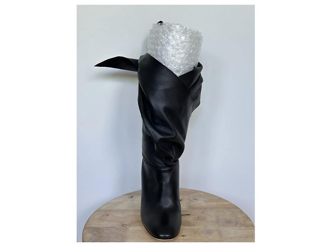Stivali Dior in pelle nera con risvolto Nero - vista 5