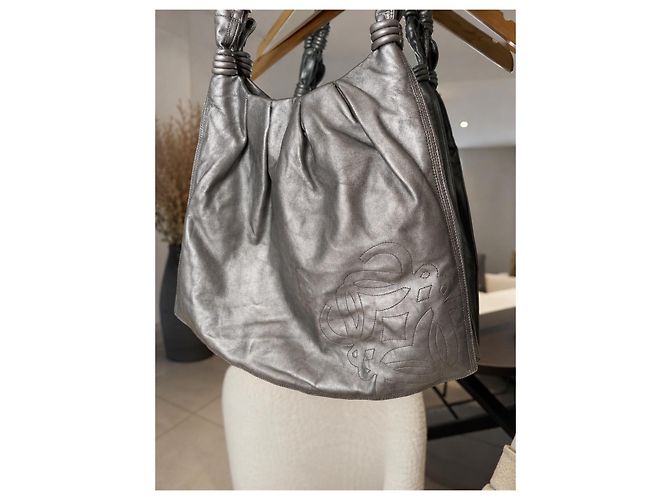 Borsa in pelle argentata Loewe Silver hardware - vista 2