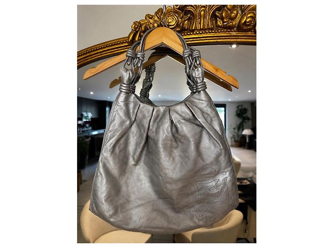 Borsa in pelle argentata Loewe Silver hardware - vista 3