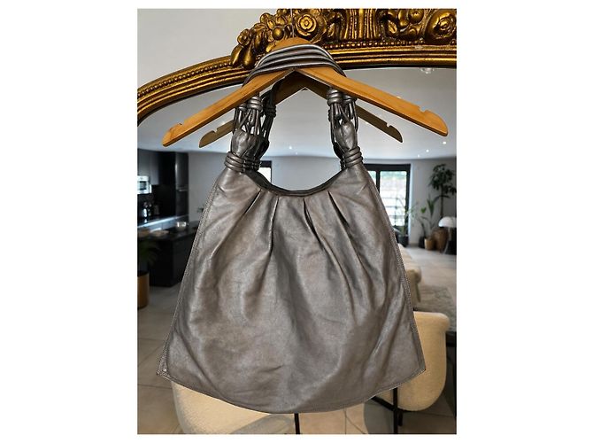 Borsa in pelle argentata Loewe Silver hardware - vista 4