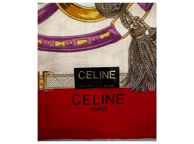 Céline Celine Seidentuch mit Reiter-Motiv Braun Weiß Rot Blau Lila Gold hardware - Ansicht 3