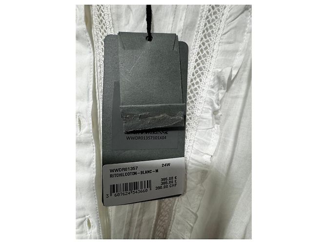 Zadig & Voltaire Vestido de algodón blanco con encaje - vista 7