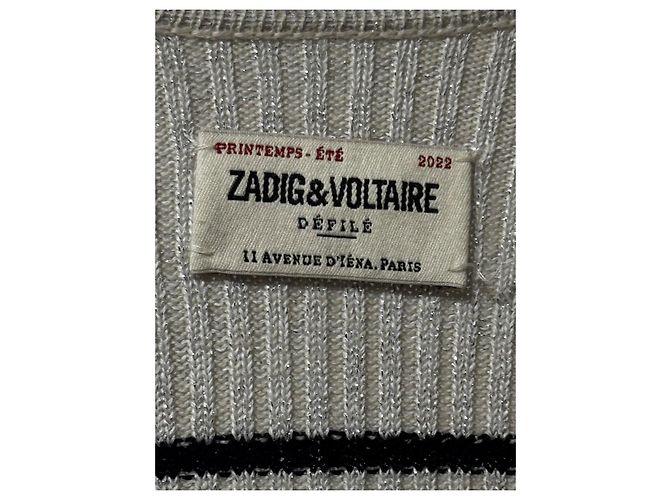 Zadig & Voltaire gestreifter Pullover Schwarz Weiß Metallisch - Ansicht 2
