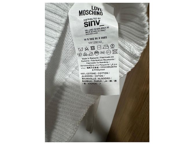 Love Moschino Baumwollpullover mit Sonnen- und Regenbogen-Patches Weiß - Ansicht 4