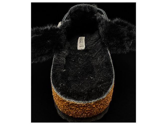 Birkenstock Tokio Suede Clogs with Shearling Lining - Black - view 2