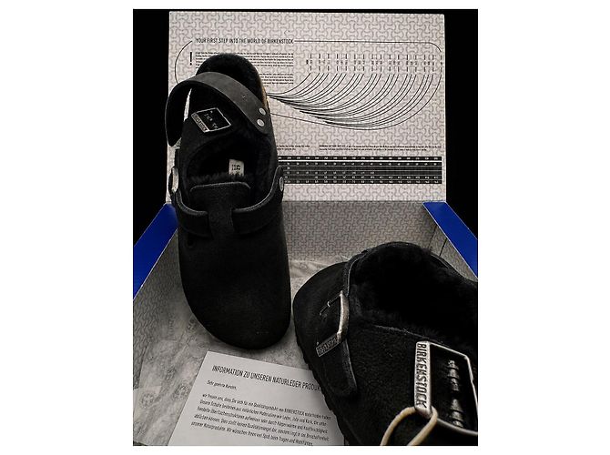 Birkenstock Tokio Suede Clogs with Shearling Lining - Black - view 3