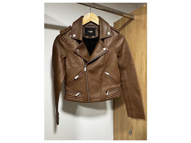 Maje braune Lederjacke - Ansicht 2