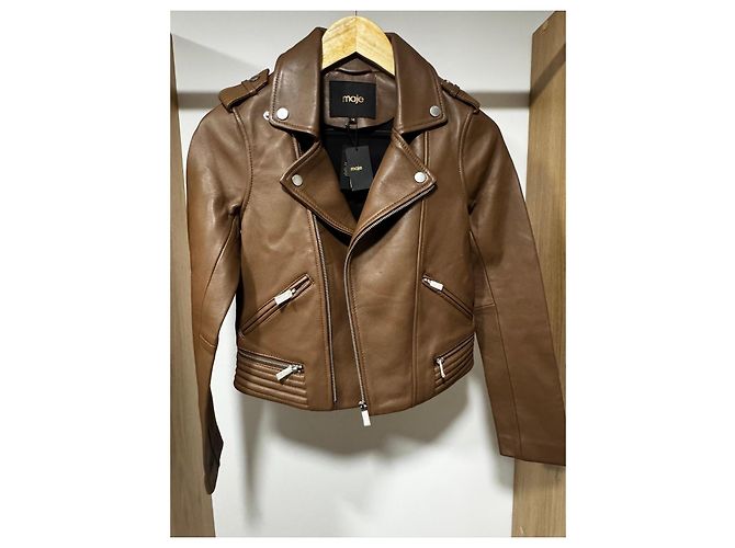 Maje braune Lederjacke - Ansicht 3
