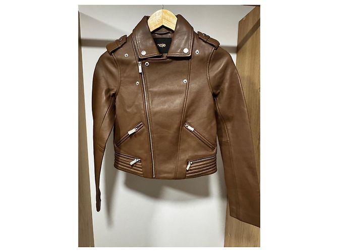 Maje braune Lederjacke - Ansicht 4