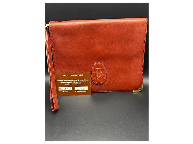 Pochette Cartier in pelle bordeaux Marrone - vista 2