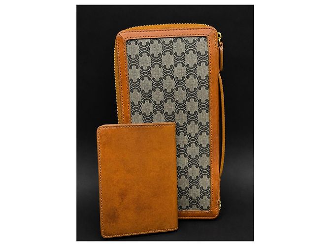Céline Celine Triomphe zipped wallet in coated canvas and leather Brown Monogram - view 11