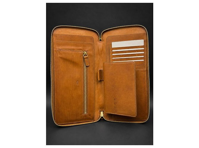 Céline Celine Triomphe zipped wallet in coated canvas and leather Brown Monogram - view 13